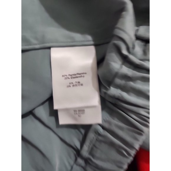 DKNY Womens Full Zip Jacket Size 10 3/4 Sleeve Green Ruffle Neck - Picture 5 of 6